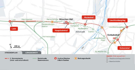 Ausbau der Münchner S-Bahn: MEGA-Kran Beleuchtung für Großbaustelle